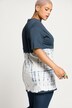 Lång topp#, oversized, batikeffekt, rund hals, halv ärm