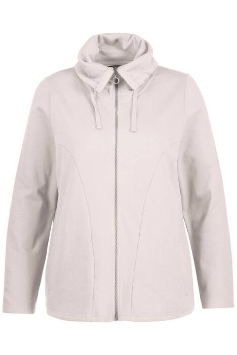 Tepláková bunda, nařasený stojáček, detaily z umělé kůže