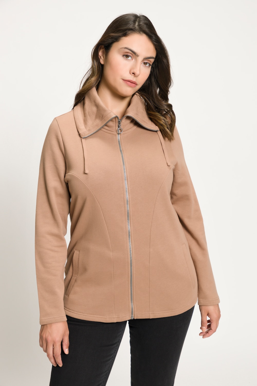 Große Größen Sweatjacke, Damen, braun, Größe: 54/56, Baumwolle/Polyester, Ulla Popken