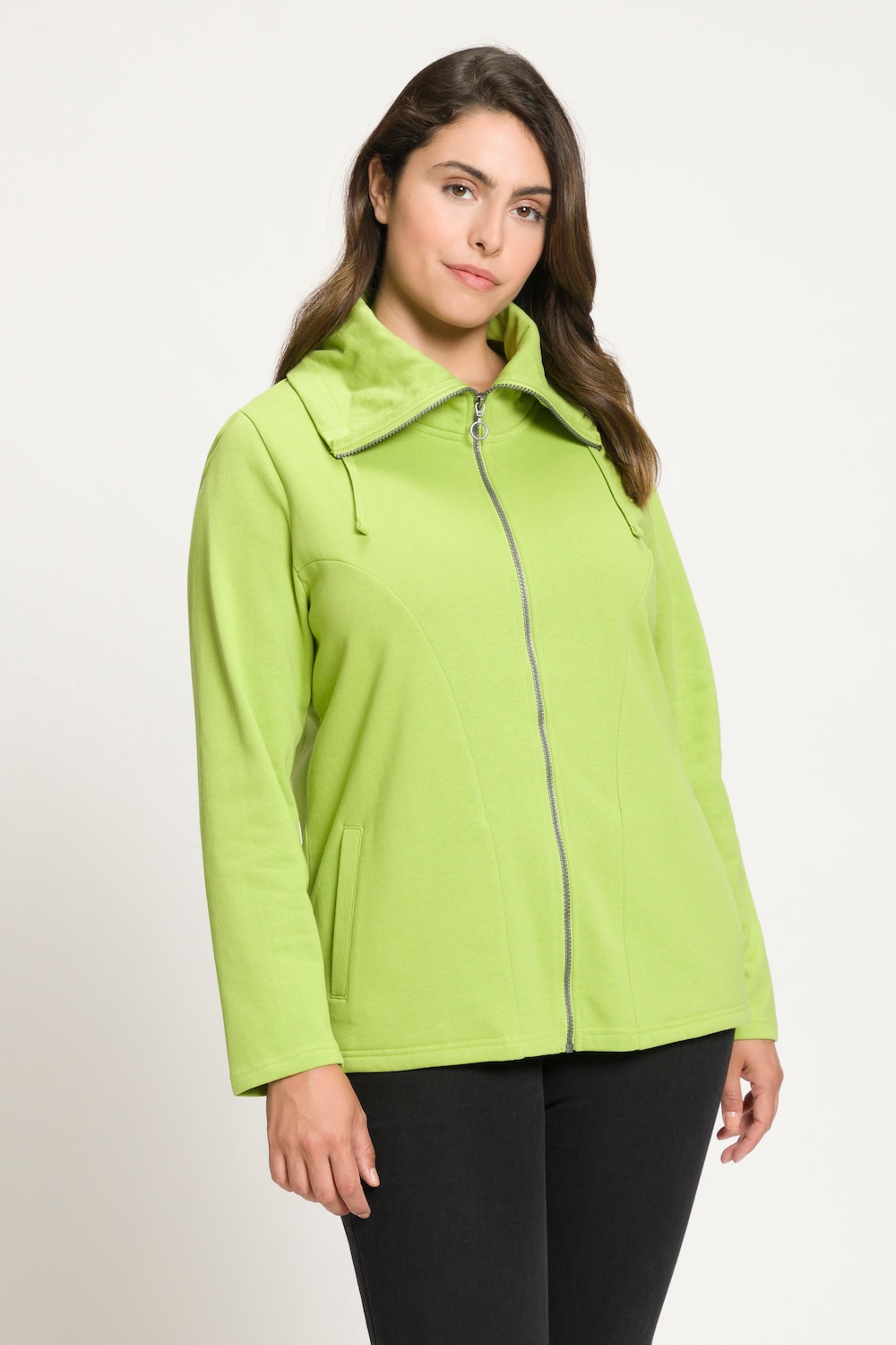 Grote Maten sweatjas, Dames, groen, Maat: 62/64, Katoen/Polyester, Ulla Popken