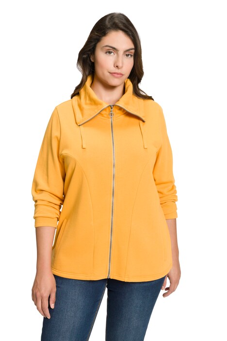 Tepláková bunda, nařasený stojáček, detaily z umělé kůže