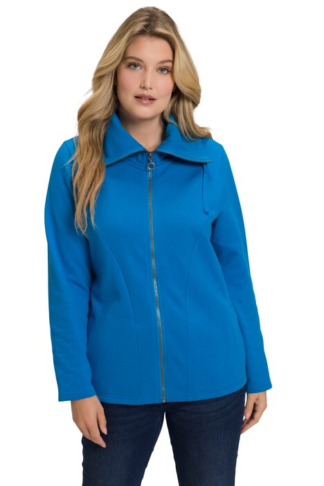 Tepláková bunda, nařasený stojáček, detaily z umělé kůže