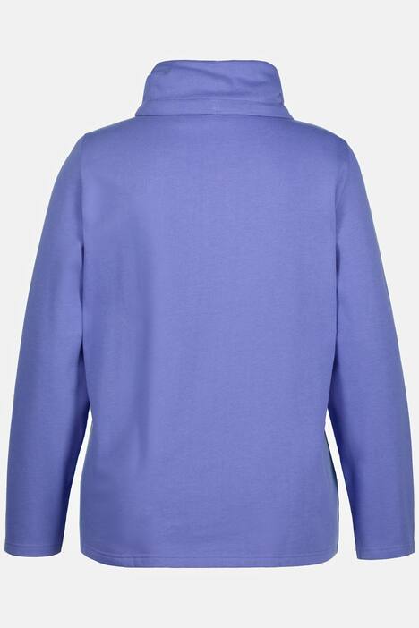 Sweatjacke, drapierter Stehkragen, Kunstleder-Details