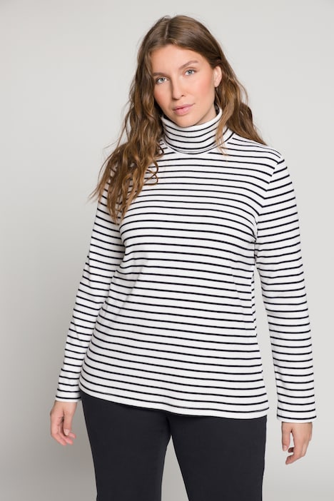 Eco Cotton Stripe Rib Knit Slim Fit Turtleneck | T-Shirts | Knit Tops ...