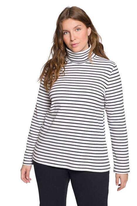 Tričko, žebrované, Slim střih, rolákový límec, dlouhé rukávy, biobavlna