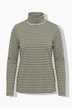 T-shirt côtelé coupe Slim. Col roulé, manches longues et coton bio