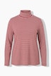 T-shirt côtelé coupe Slim. Col roulé, manches longues et coton bio