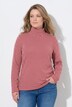 T-shirt côtelé coupe Slim. Col roulé, manches longues et coton bio