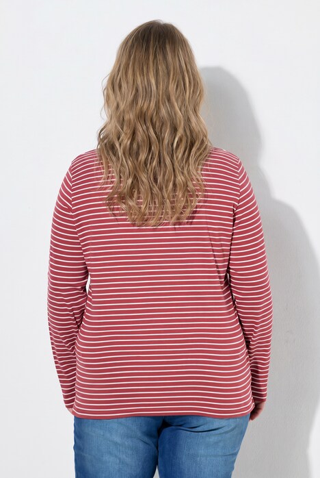 T-shirt côtelé coupe Slim. Col roulé, manches longues et coton bio
