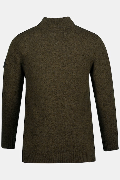 Stricktroyer, Zippkragen, Melange-Strick, Ärmel Badge