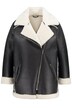 Motorkářská bunda, Shearling vzhled, umělá kožešina, klopový límec, zip