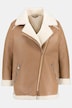 Shearling bikerjack, leerlook, imitatievacht, reverskraag, zipper