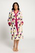 Flower Print Terry Cotton Blend Knit Wrap Bathrobe