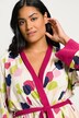 Flower Print Terry Cotton Blend Knit Wrap Bathrobe