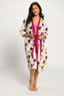 Flower Print Terry Cotton Blend Knit Wrap Bathrobe