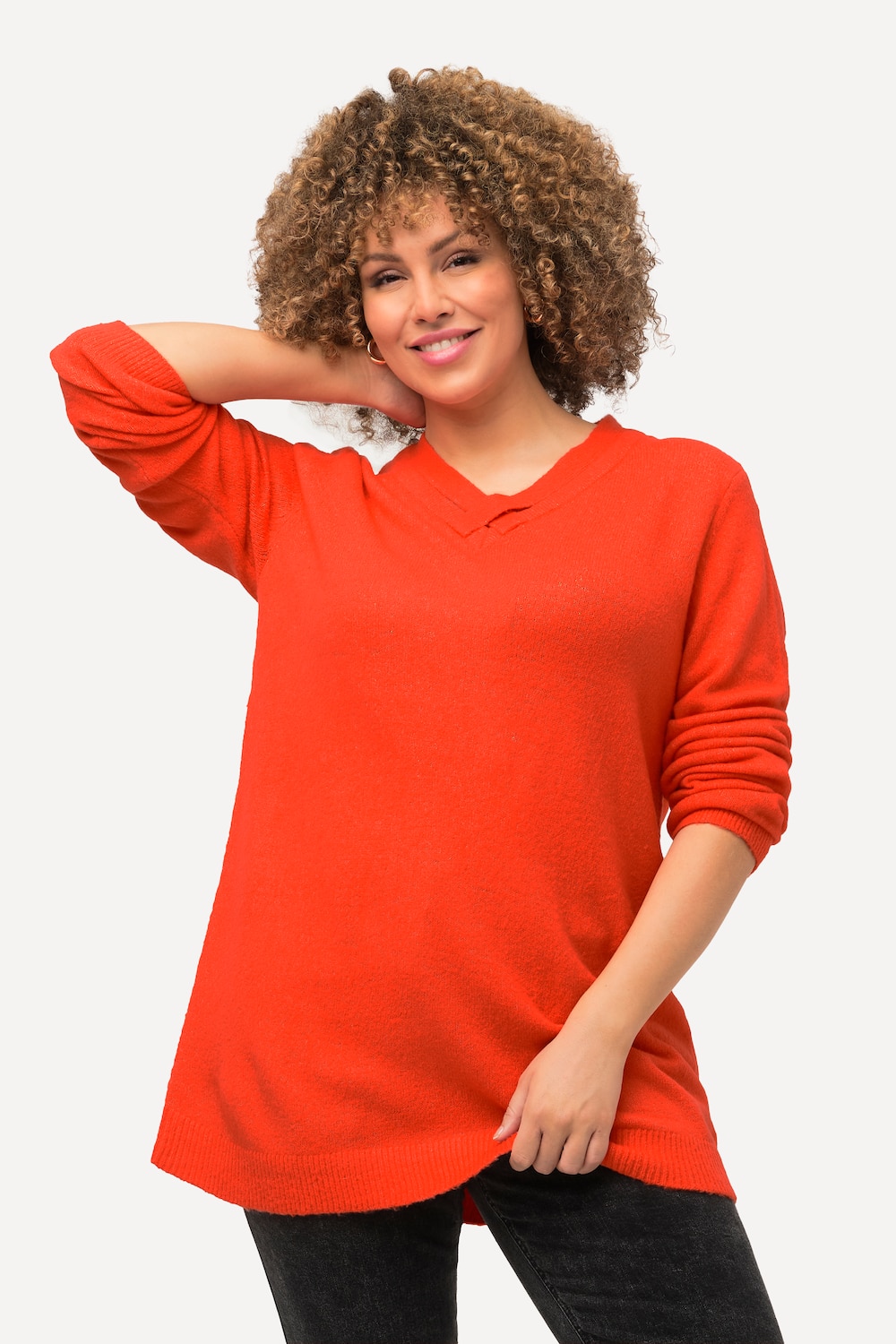 Grote Maten Pullover, Dames, oranje, Maat: 42/44, Synthetische vezels, Ulla Popken