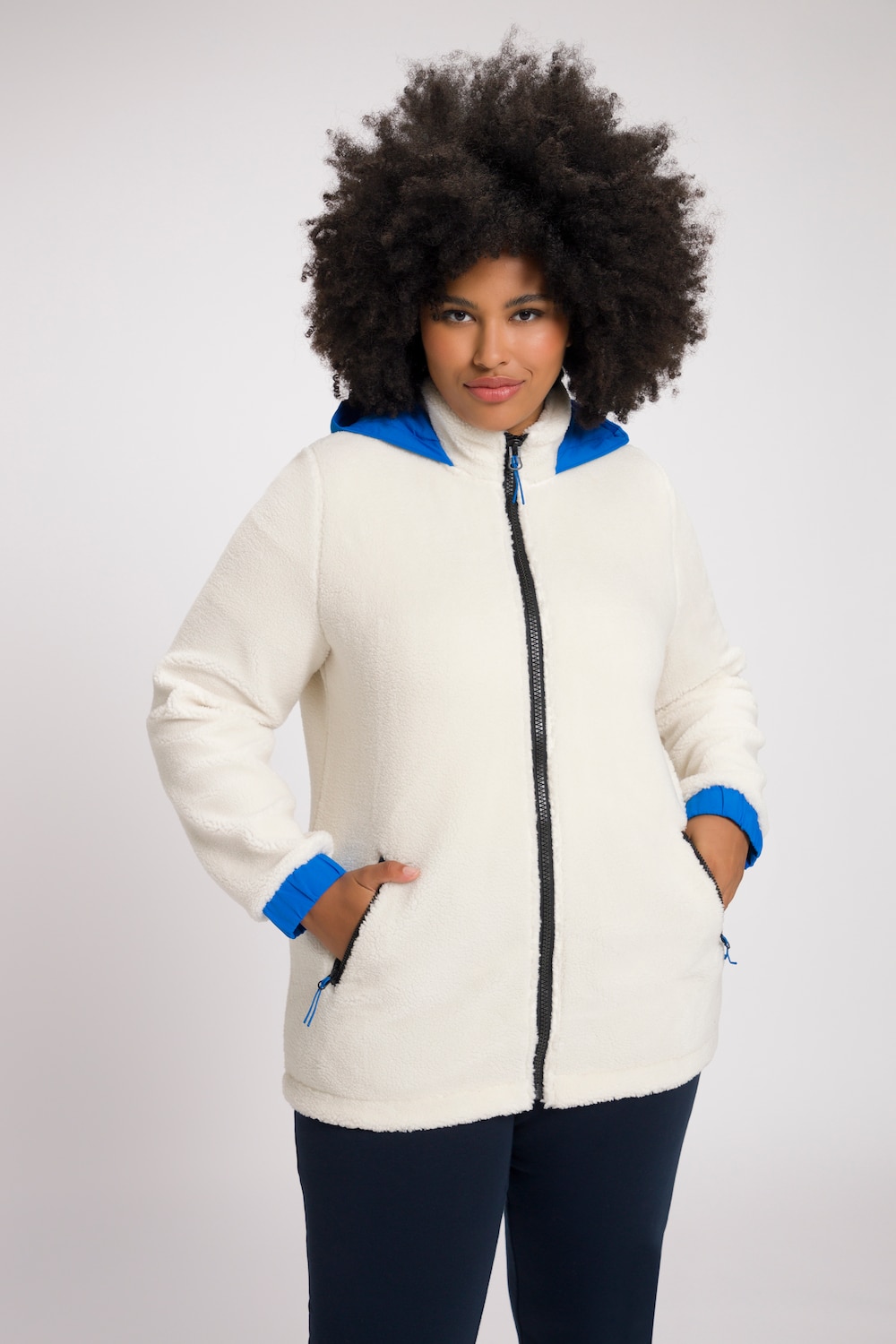 Große Größen Teddyjacke, Damen, weiß, Größe: 50/52, Polyester/Synthetische Fasern, Ulla Popken