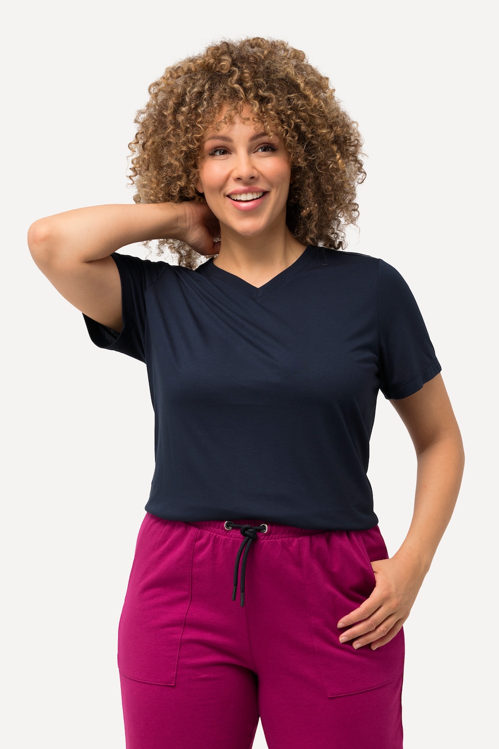 Grote Maten functioneel shirt, Dames, blauw, Maat: 50/52, Polyester/Viscose, Ulla Popken