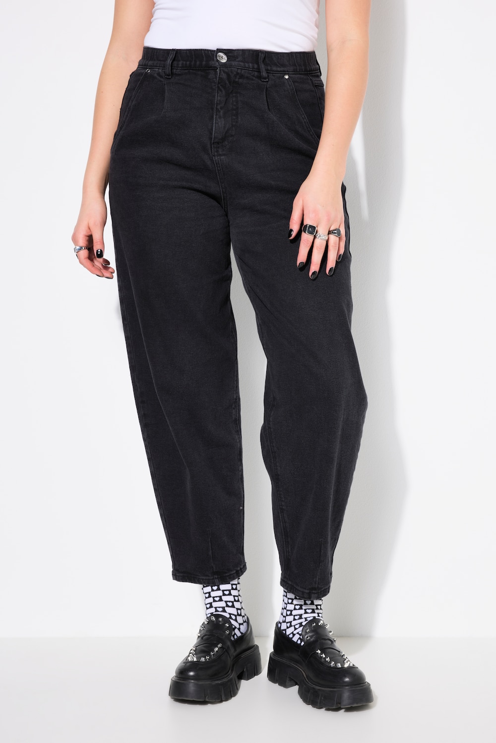 Thumbnail - Große Größen Ballon-Jeans, Damen, schwarz, Größe: 44, Baumwolle, Studio Untold