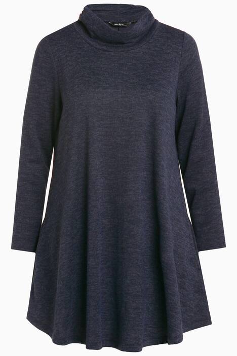 Midi šaty, teplákovina, A střih, stojáček, dlouhé rukávy