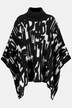 Strickcape, Rollkragen, grafischer Jacquard, Poncho