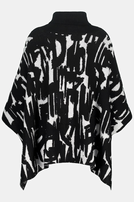 Bold Graphic Letter Jacquard Sweater Knit Poncho | Sweater | Sweaters
