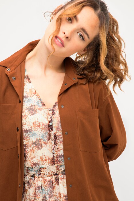 Cord-Hemd, Stretch, oversized, Hemdkragen, Langarm