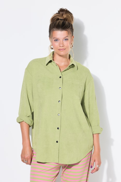 Corduroy overhemd, oversized, overhemdkraag, lange mouw