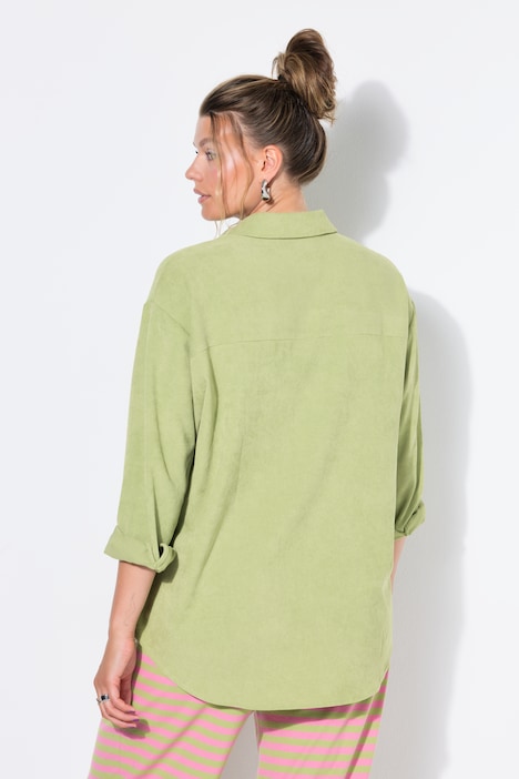 Corduroy overhemd, oversized, overhemdkraag, lange mouw