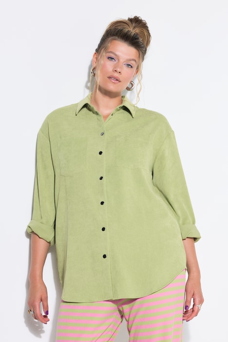 Corduroy overhemd, oversized, overhemdkraag, lange mouw