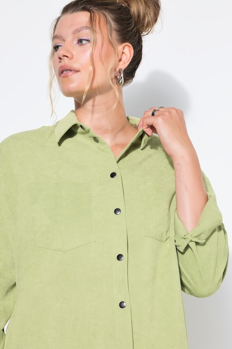 Corduroy overhemd, oversized, overhemdkraag, lange mouw