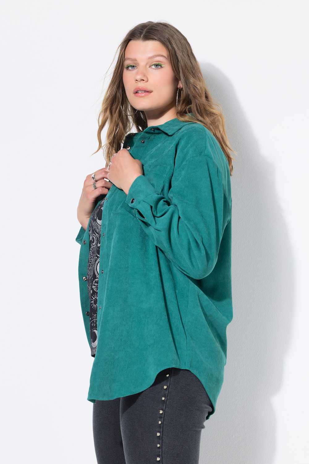 Cord-Hemd, oversized, Hemdkragen, Langarm