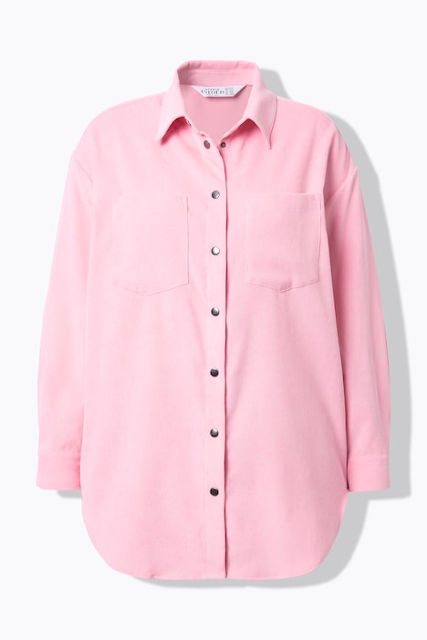 Cord-Hemd, oversized, Hemdkragen, Langarm