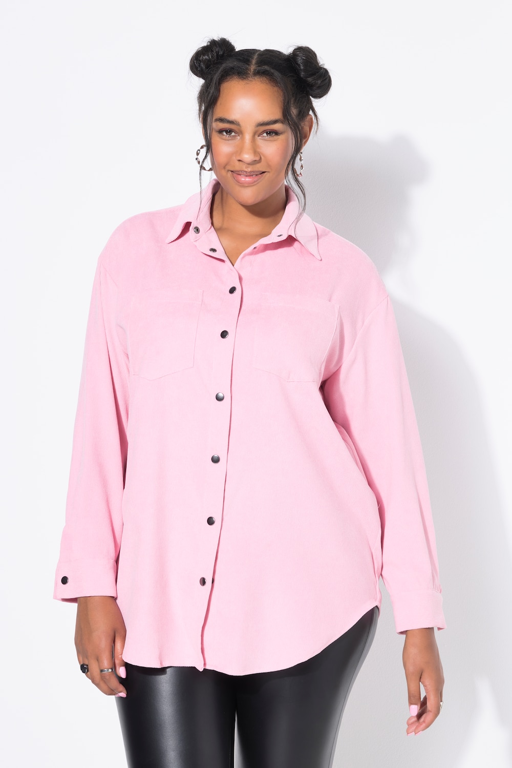 Große Größen Cord-Hemd, Damen, rosa, Größe: 58/60, Polyester, Studio Untold