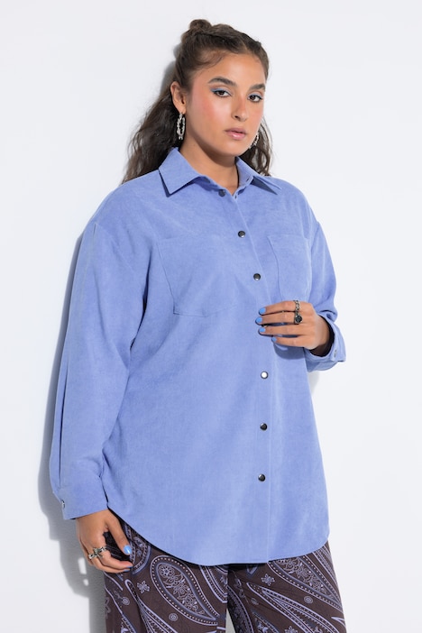 Corduroy overhemd, oversized, overhemdkraag, lange mouw