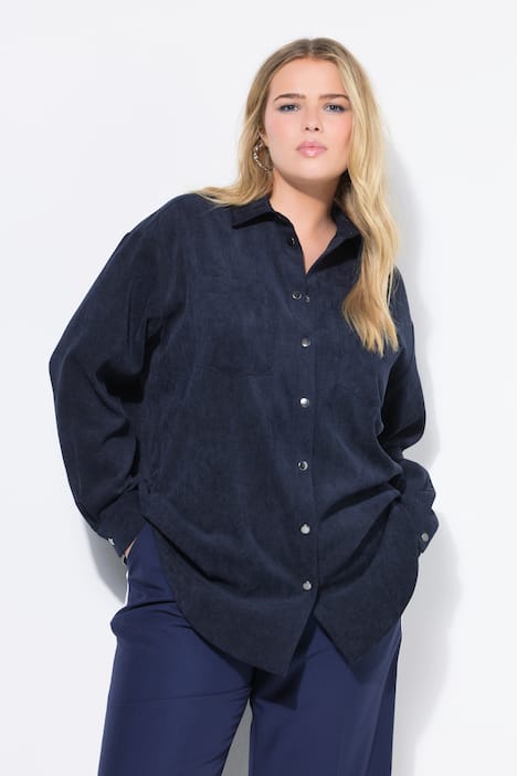 Corduroy overhemd, oversized, overhemdkraag, lange mouw