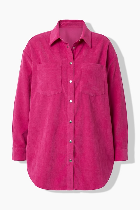 Corduroy overhemd, oversized, overhemdkraag, lange mouw