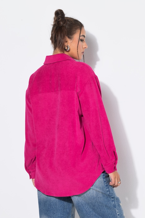 Cord-Hemd, Stretch, oversized, Hemdkragen, Langarm