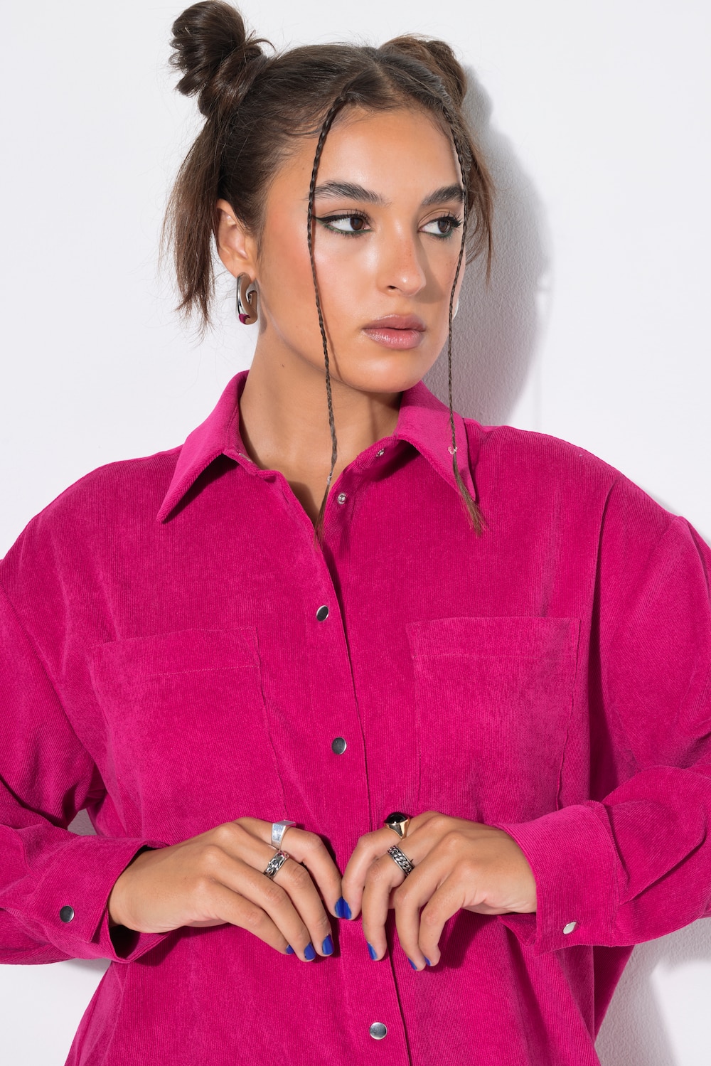 Corduroy overhemd, oversized, overhemdkraag, lange mouw
