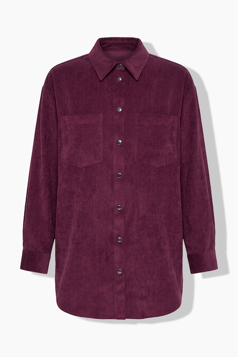 Cord-Hemd, Stretch, oversized, Hemdkragen, Langarm