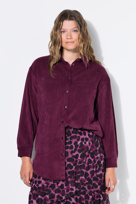 Cord-Hemd, Stretch, oversized, Hemdkragen, Langarm