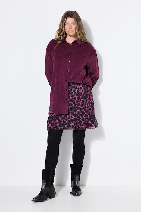 Cord-Hemd, Stretch, oversized, Hemdkragen, Langarm