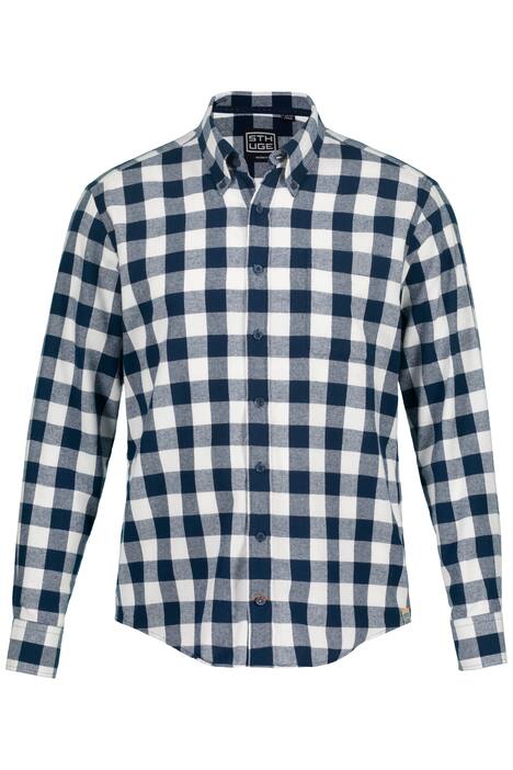 STHUGE kostkovaná košile, dlouhé rukávy, Modern střih, Kent límeček, potisk na zádech, do 8XL