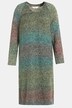 Dzianinowa sukienka Loose Fit, długość midi, cieniowany kolor, dekolt w szpic, długi rękaw