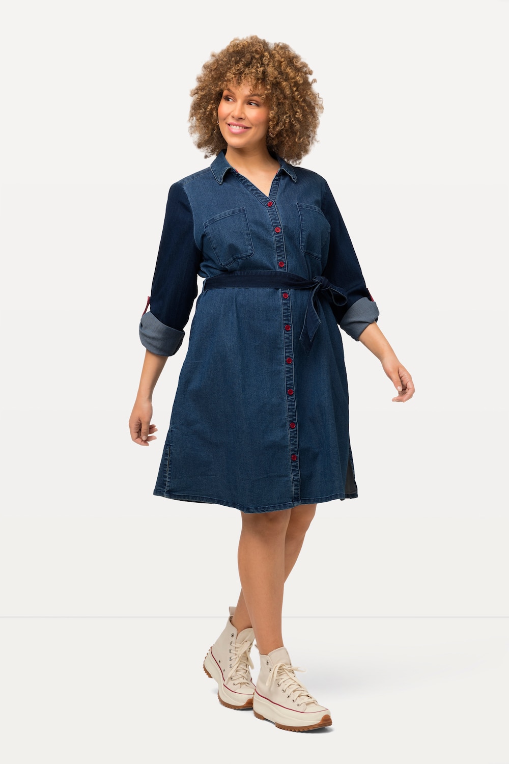grandes tailles robe en jean, femmes, bleu, taille: 48/50, coton/viscose/polyester, ulla popken