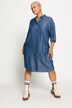Jeans Hemdkleid, Hemdkragen, Halbarm, Knopfleiste