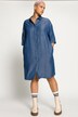 Jeans Hemdkleid, Hemdkragen, Halbarm, Knopfleiste