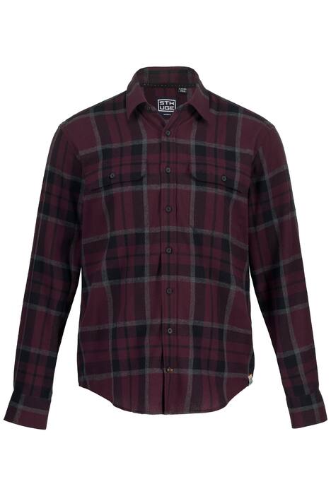 STHUGE kostkovaná košile, dlouhé rukávy, flanel, Modern střih, Kent límeček, do 8XL