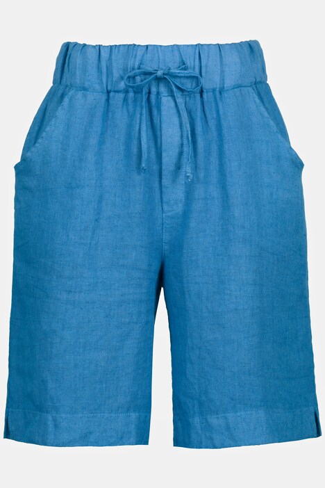 Shorts, Leinen, Elastikbund, Saumschlitze