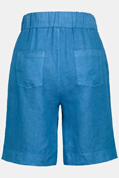 Shorts, Leinen, Elastikbund, Saumschlitze